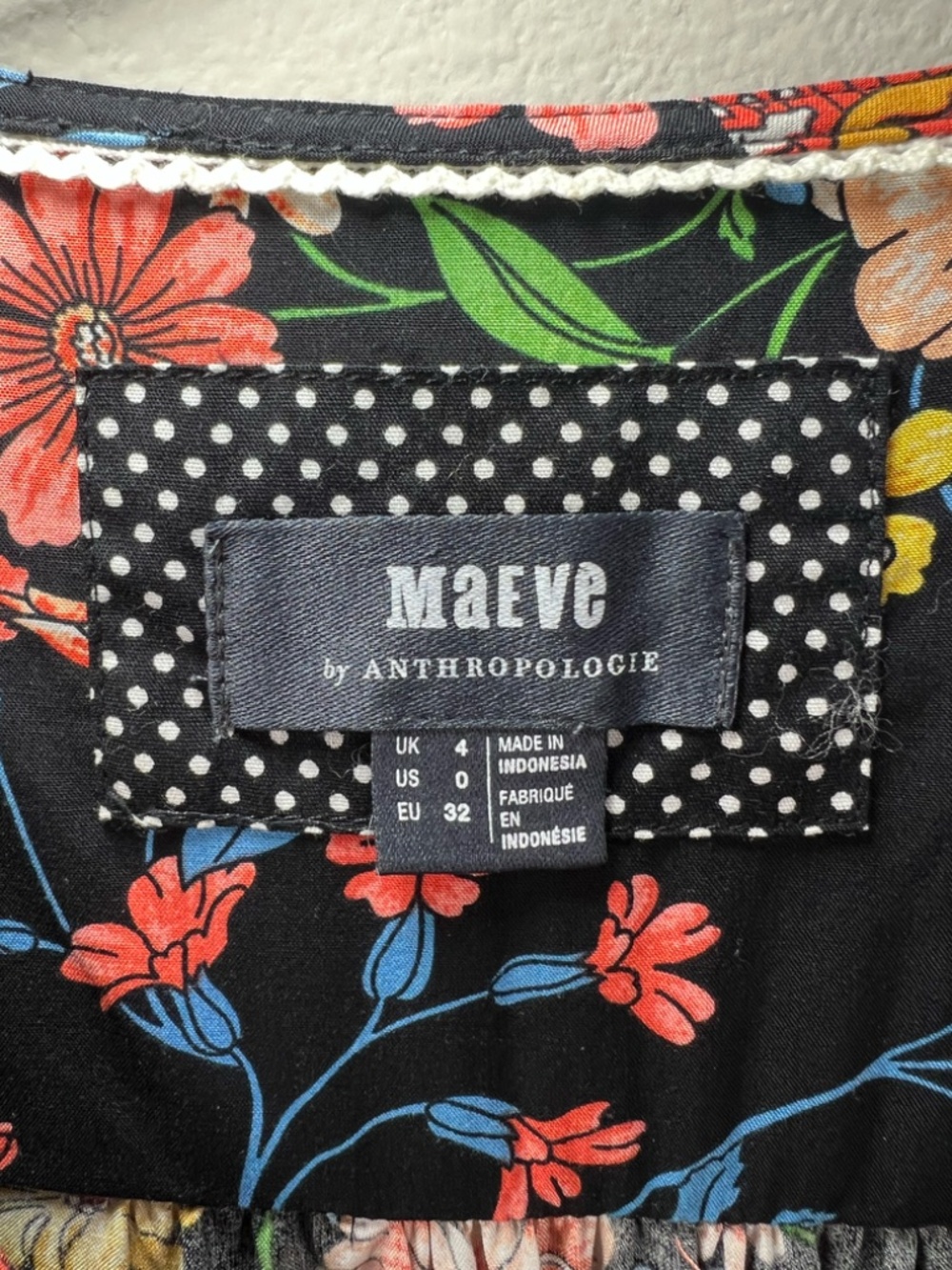 Anthropologie Maeve Bloedel Floral Dress Black Short Sleeves V-Neck Pockets Sz 0 - Picture 4 of 16